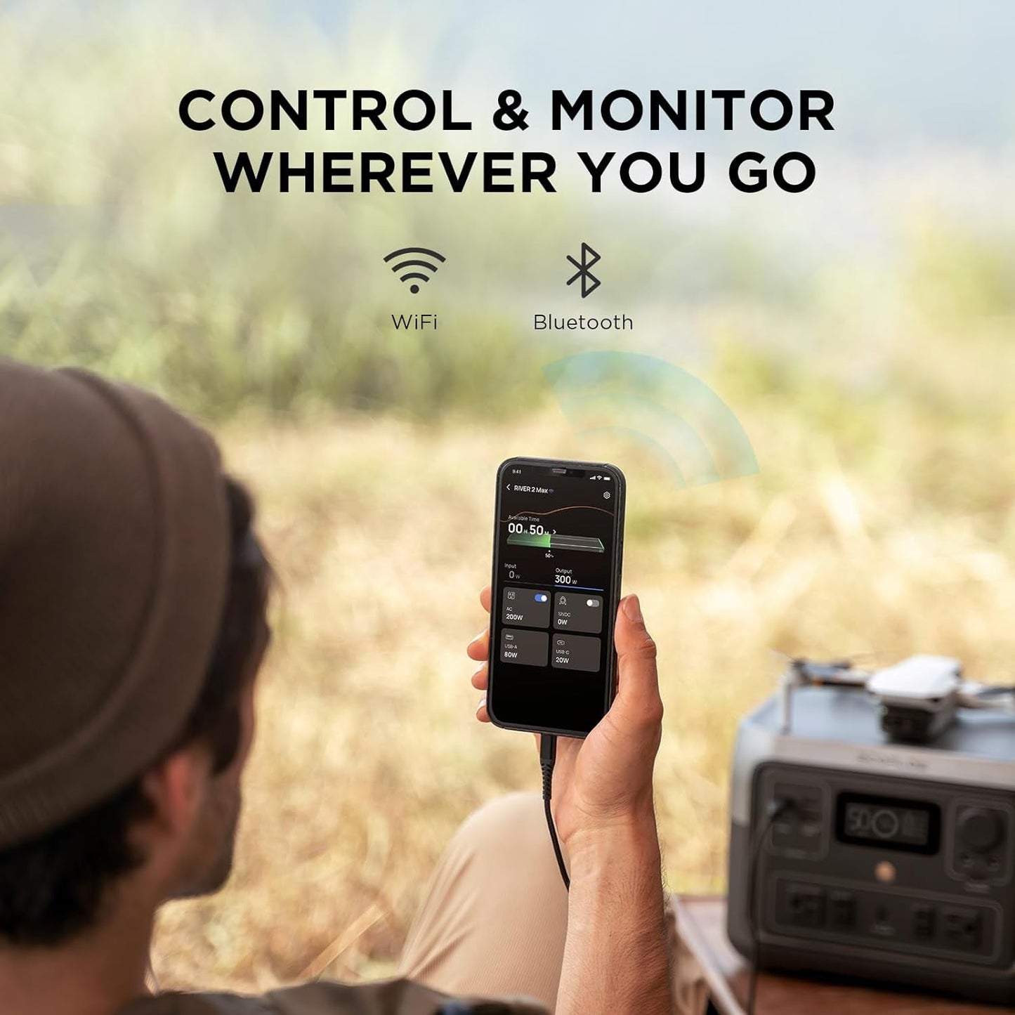 Portable Power Station RIVER 2 Max 500, 499Wh Lifepo4 Battery/ 1 Hour Fast Charging, up to 1000W Output Solar Generator (Solar Panel Optional) for Outdoor Camping/Rvs/Home Use