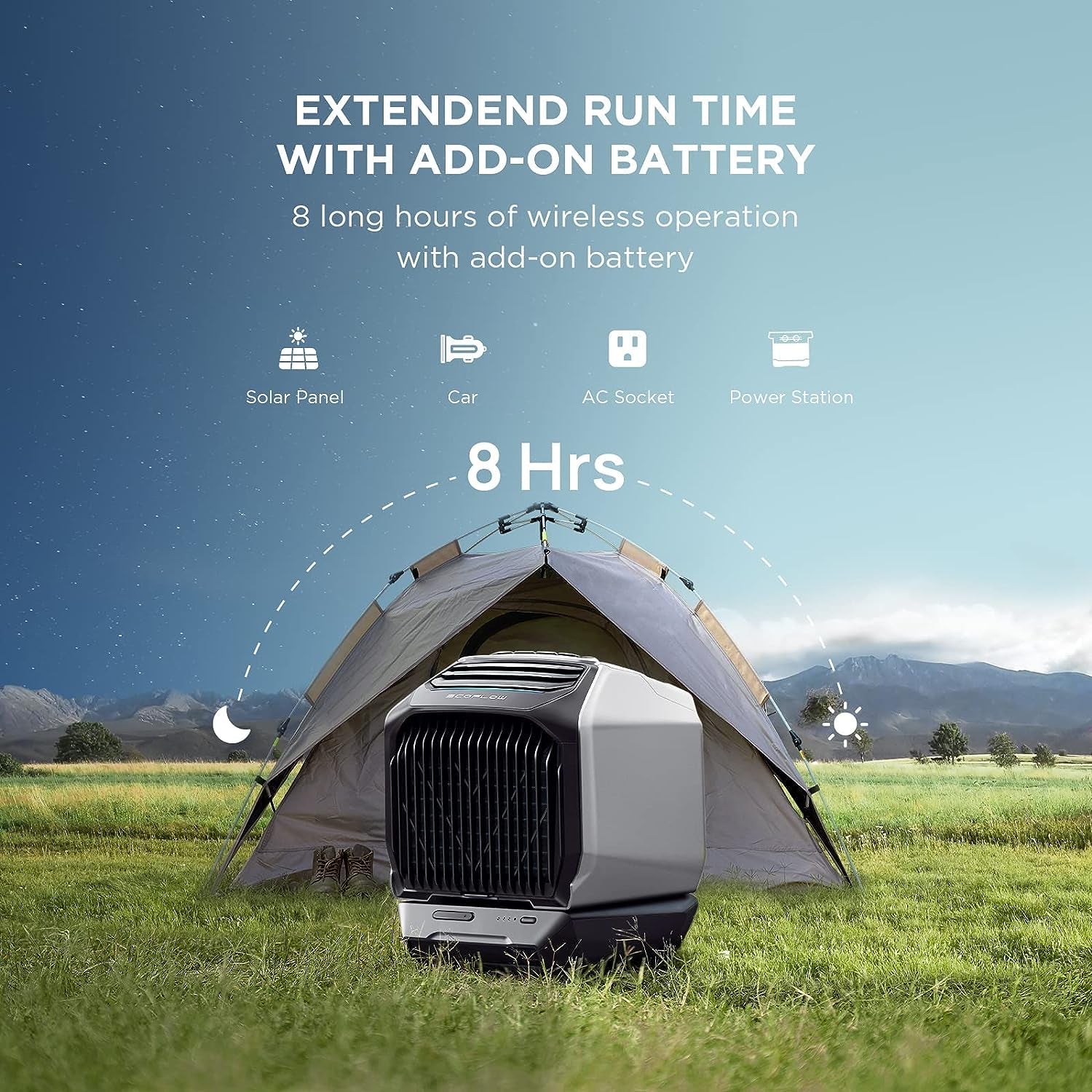 WAVE 2 Portable Air Conditioner, Air Conditioning Unit with Heat, Portable AC for Outdoor Tent Camping/Rvs or Home Use (Battery Not Included)