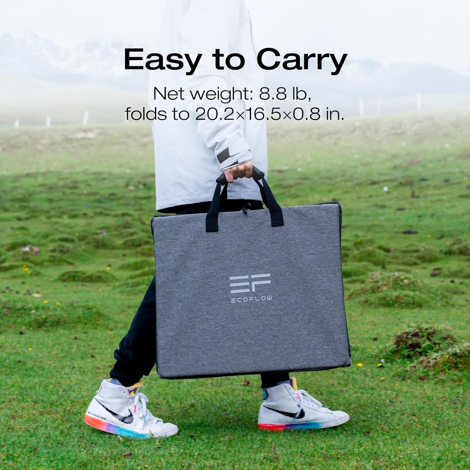 110W Portable Solar Panel, Foldable with Carry Case, High 23% Efficiency, IP68 Water & Dustproof Design for Camping, Rvs, or Backyard Use