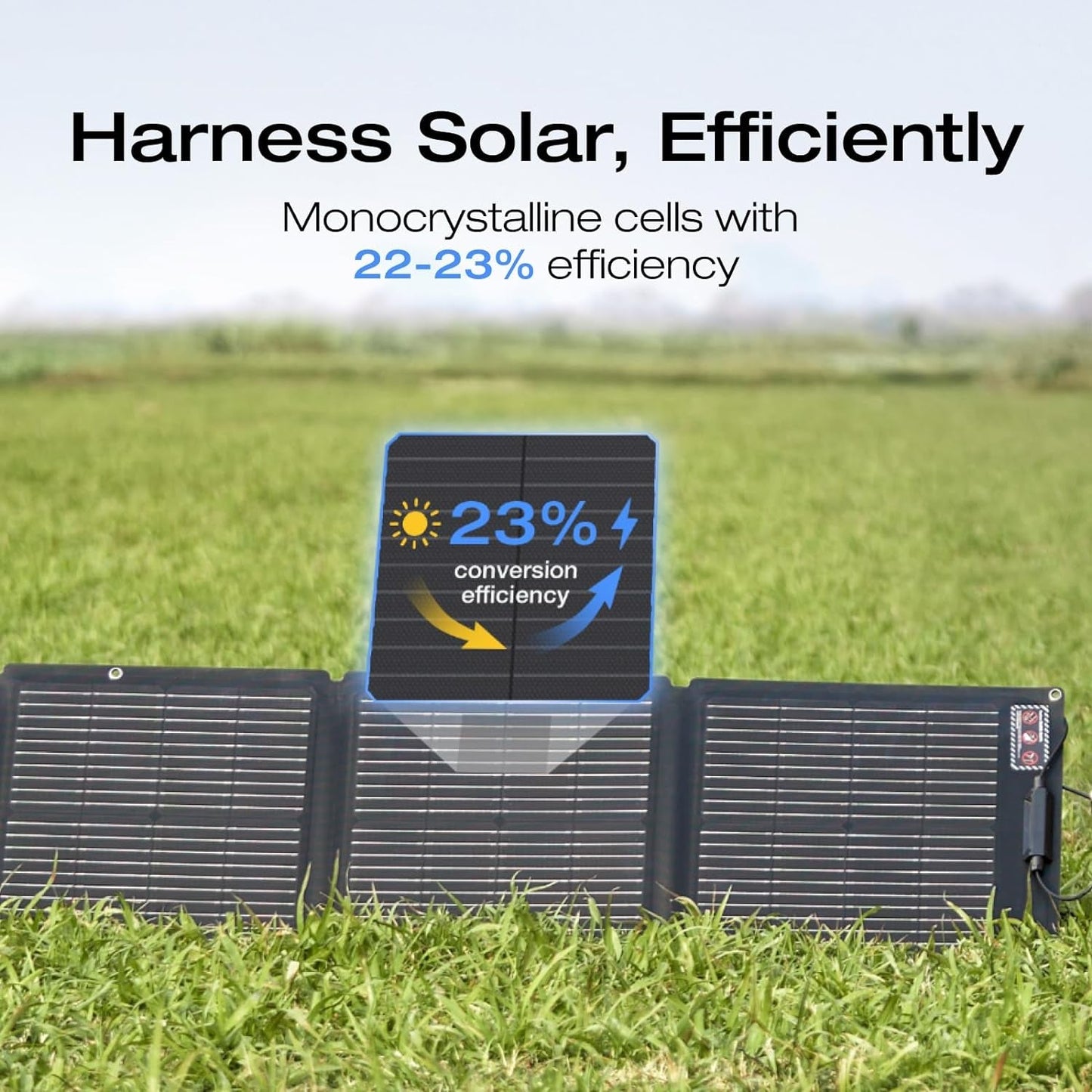 110W Portable Solar Panel, Foldable with Carry Case, High 23% Efficiency, IP68 Water & Dustproof Design for Camping, Rvs, or Backyard Use