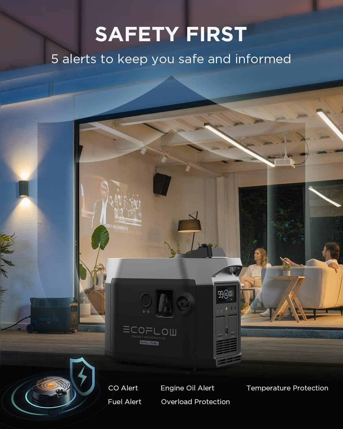 1800W Dual Fuel Smart Generator with Both LPG and Gas Powered Support, Smart Control, for Home Battery Backup, Emergency, Applicable for DELTA Pro/Delta Max/Delta 2/DELTA 2 Max