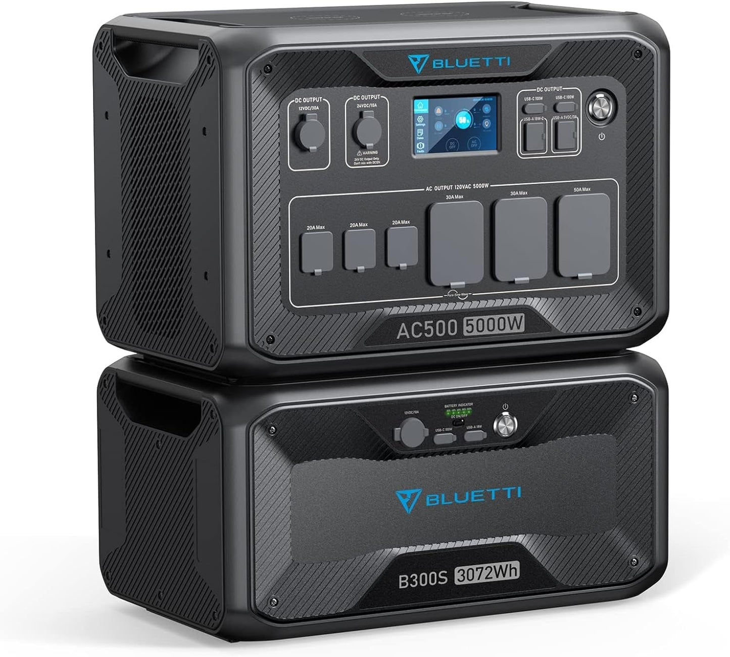 Power Station AC500 & B300S Expansion Battery, 3072Wh Lifepo4 Battery Backup W/ 7 5000W AC Outlets (10KW Peak), Works with Alexa, Modular Power System for Home Backup, Vanlife, Emergency