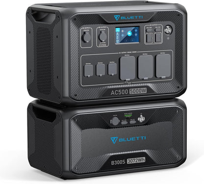 Power Station AC500 & B300S Expansion Battery, 3072Wh Lifepo4 Battery Backup W/ 7 5000W AC Outlets (10KW Peak), Works with Alexa, Modular Power System for Home Backup, Vanlife, Emergency
