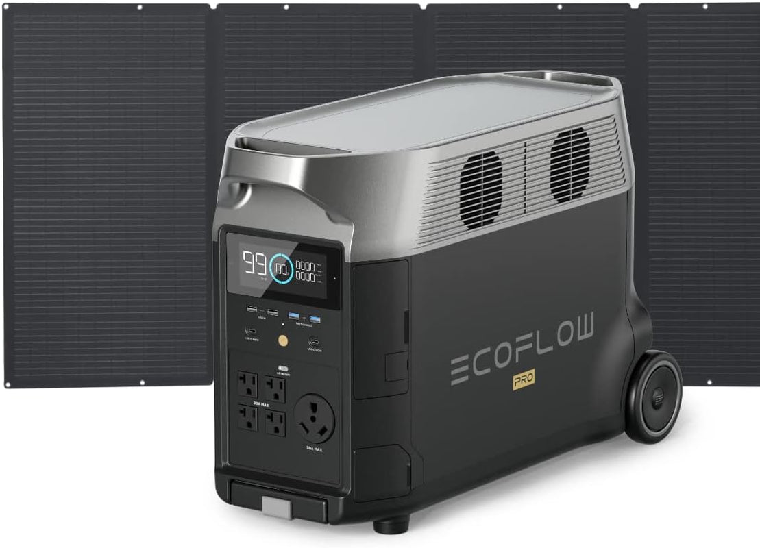 Solar Generator 120V/3.6Kwh DELTA Pro with 400W Portable Solar Panel, 23% High Efficiency, 5 AC Outlets, 3600W Portable Power Station for Home Backup Outdoors Camping RV Emergency