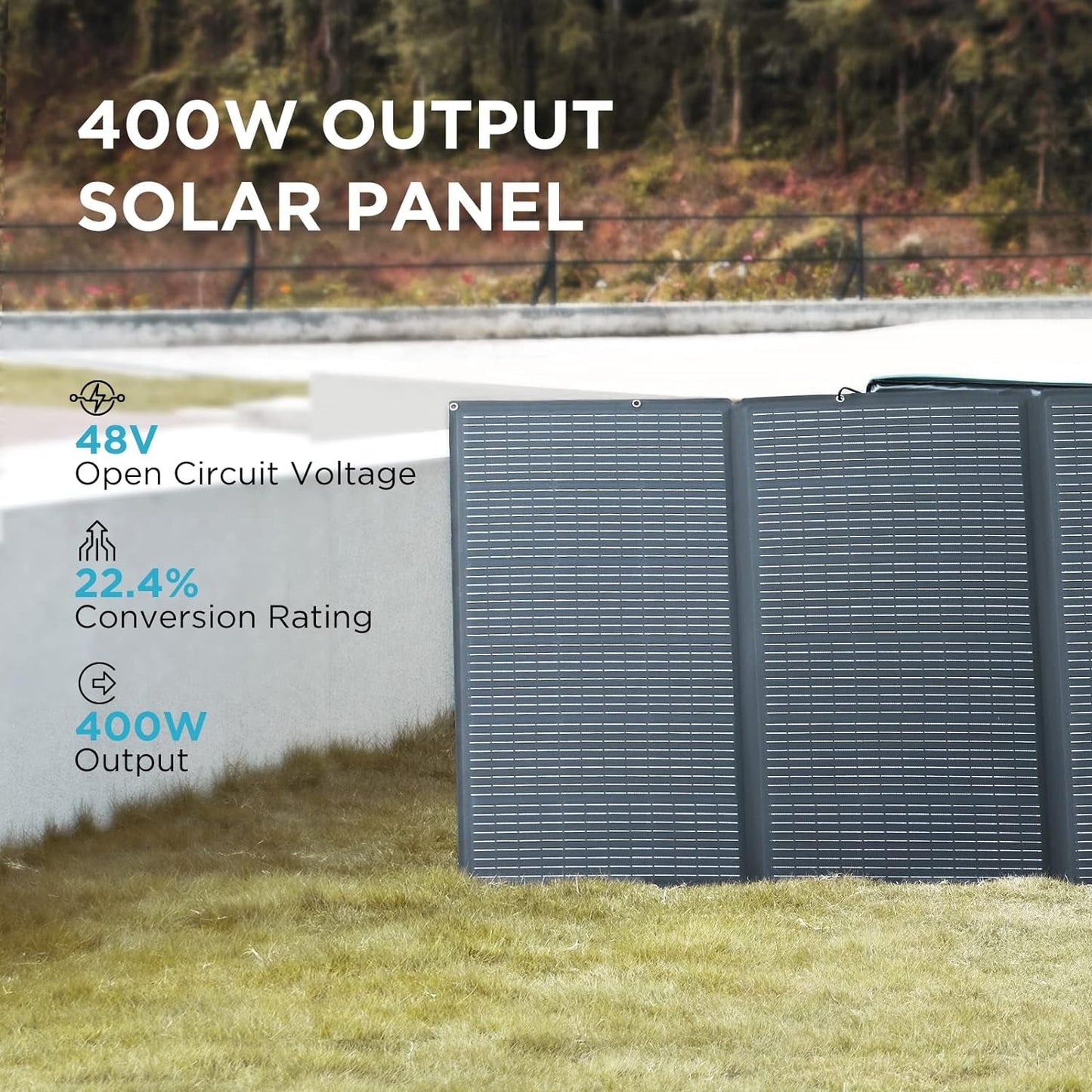 400W Portable Solar Panel, Foldable & Durable, Complete with an Adjustable Kickstand Case, Waterproof IP68 for Outdoor Adventures