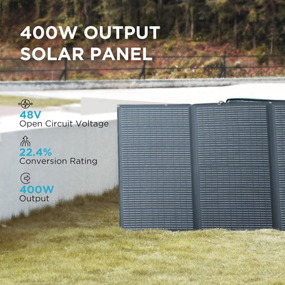 400W Portable Solar Panel, Foldable & Durable, Complete with an Adjustable Kickstand Case, Waterproof IP68 for Outdoor Adventures