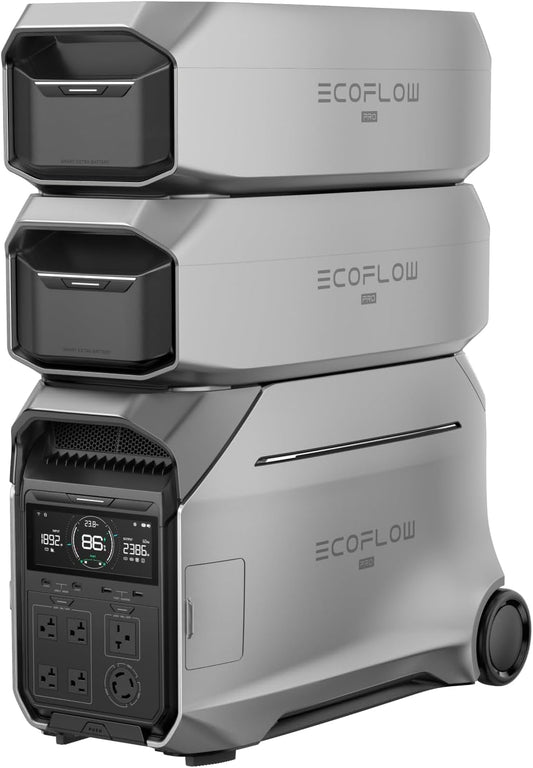 12Kwh Portable Power Station: DELTA Pro 3 with 2 Extra Battery, 120/240V 4000W AC Output, Solar Generator for Home Use, Camping, Emergencies, Power Outages, Rvs, and Outdoor Generators