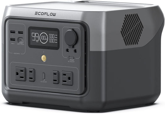 Portable Power Station RIVER 2 Max 500, 499Wh Lifepo4 Battery/ 1 Hour Fast Charging, up to 1000W Output Solar Generator (Solar Panel Optional) for Outdoor Camping/Rvs/Home Use