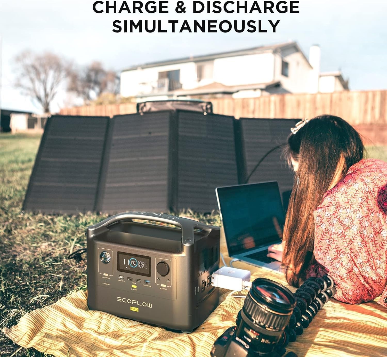 Solar Generator RIVER Pro, 720Wh Portable Power Station with 160W Solar Panel, Power Multiple Devices, Recharge 0-80% within 1 Hour, for Camping, RV, Outdoors, Off-Grid