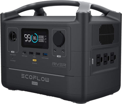 RIVER 2 Max Solar Generator 512Wh Long-Life Lifepo4 Portable Power Station& 180W Solar Panel for Home Backup Power, Camping & Rvs 100% Charged in 60M with 3000+ Cycles & up to 1000W Output
