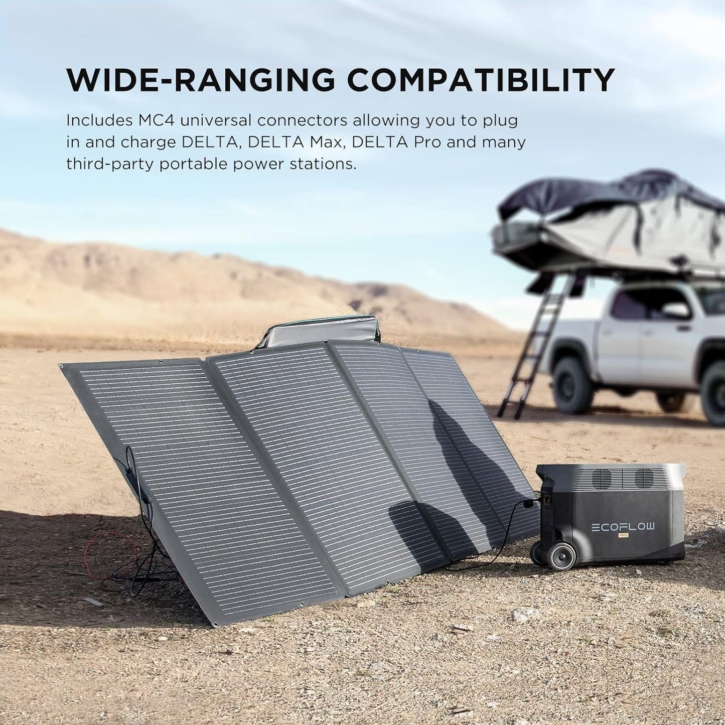 400W Portable Solar Panel, Foldable & Durable, Complete with an Adjustable Kickstand Case, Waterproof IP68 for Outdoor Adventures