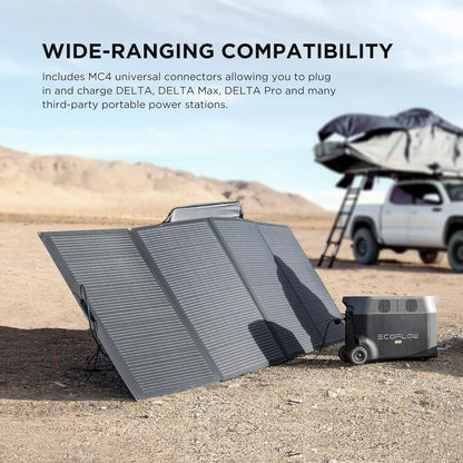 400W Portable Solar Panel, Foldable & Durable, Complete with an Adjustable Kickstand Case, Waterproof IP68 for Outdoor Adventures