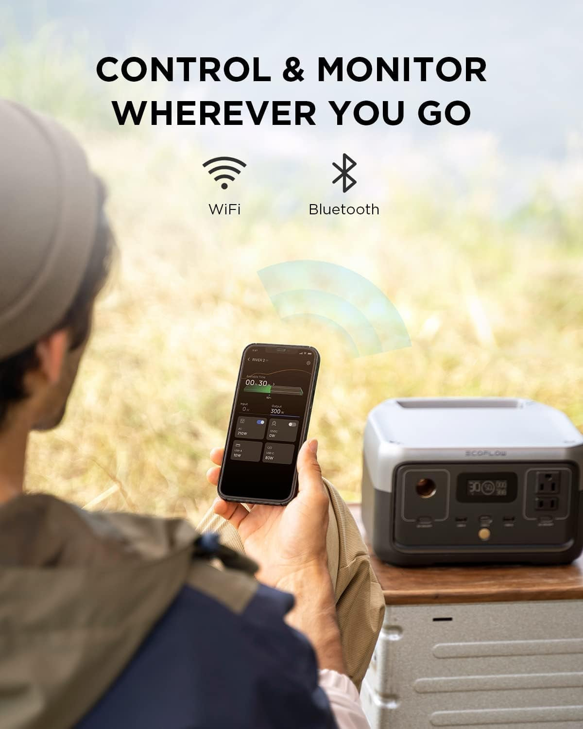 Portable Power Station RIVER 2, 256Wh Lifepo4 Battery/ 1 Hour Fast Charging, 2 up to 600W AC Outlets, Solar Generator (Solar Panel Optional) for Outdoor Camping/Rvs/Home Use