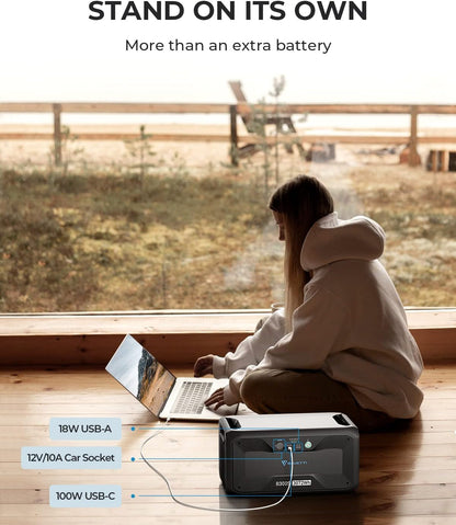 Power Station AC500 & B300S Expansion Battery, 3072Wh Lifepo4 Battery Backup W/ 7 5000W AC Outlets (10KW Peak), Works with Alexa, Modular Power System for Home Backup, Vanlife, Emergency