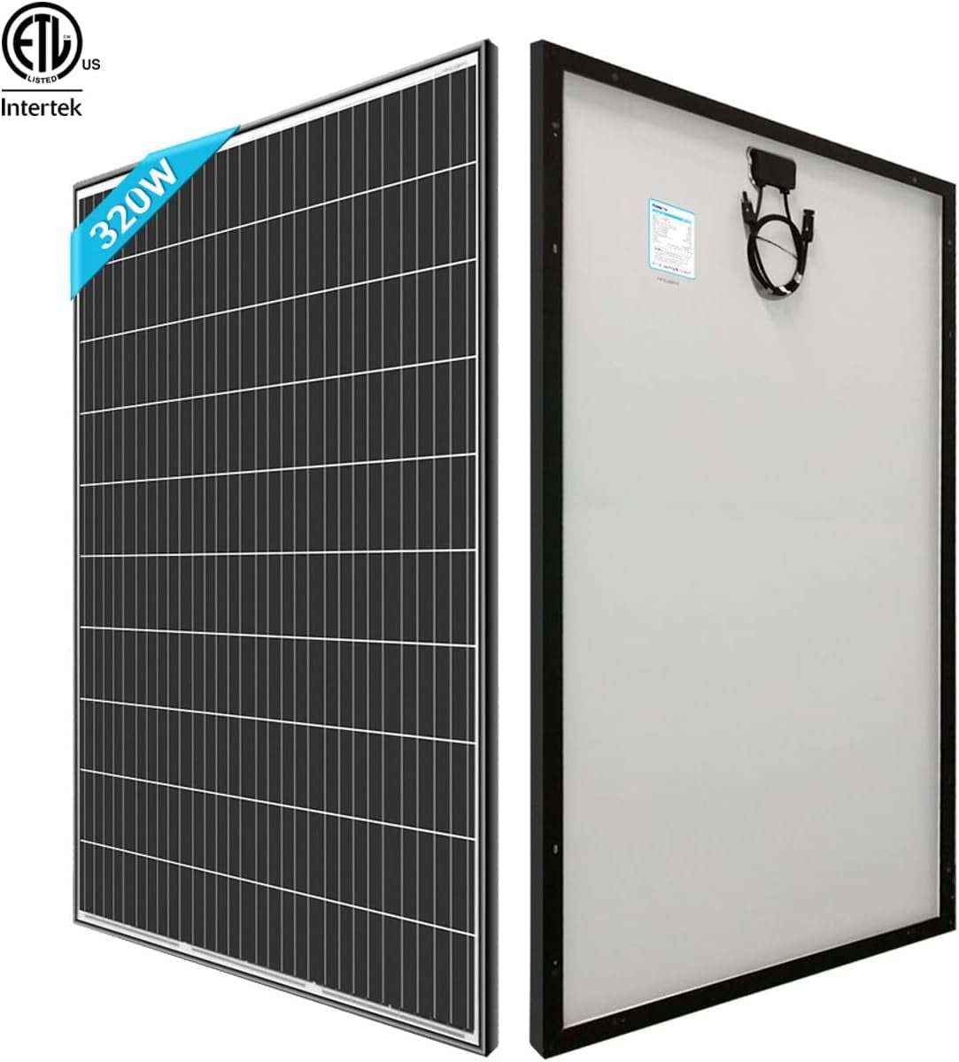 2Pcs 320W Solar Panels 24V Monocrystalline On/Off Grid 640W for RV Boat Shed Farm Home House Rooftop Residential Commercial House, 2 Pieces