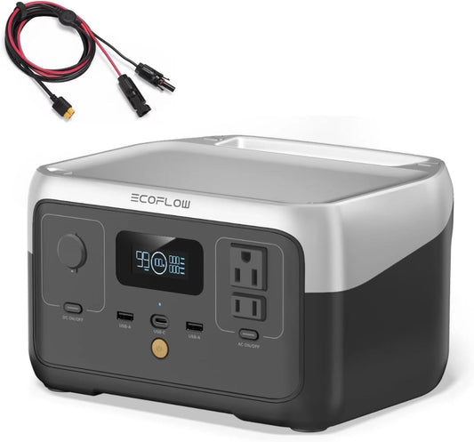 RIVER 2 Portable Power Station, 256Wh Lifepo4 Battery, 1-Hour Fast Charge, up to 600W AC Outlets, Solar Generator for Camping/Outdoor/Home Backup, Includes Solar Charging Cable