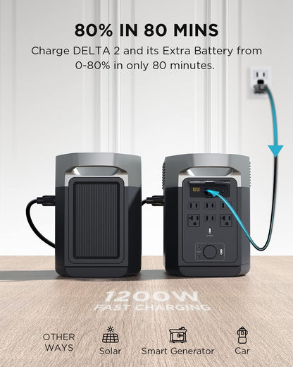 DELTA 2 Smart Extra Battery, 1024Wh Lifepo4 Expansion Battery for Power Station DELTA2