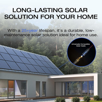 175W Solar Panel, 25% High-Efficiency N-Type Solar Cell, IP68 Waterproof Rate, Plug-&-Play Solar Panels for Camping, RV, Home, Designed for Class B Vans (Mounting Feet Included)