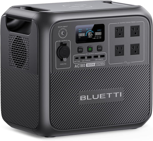 Portable Power Station AC180, 1152Wh Lifepo4 Battery Backup W/ 4 1800W (2700W Peak) AC Outlets, 0-80% in 45 Min., Solar Generator for Camping, Off-Grid, Power Outage