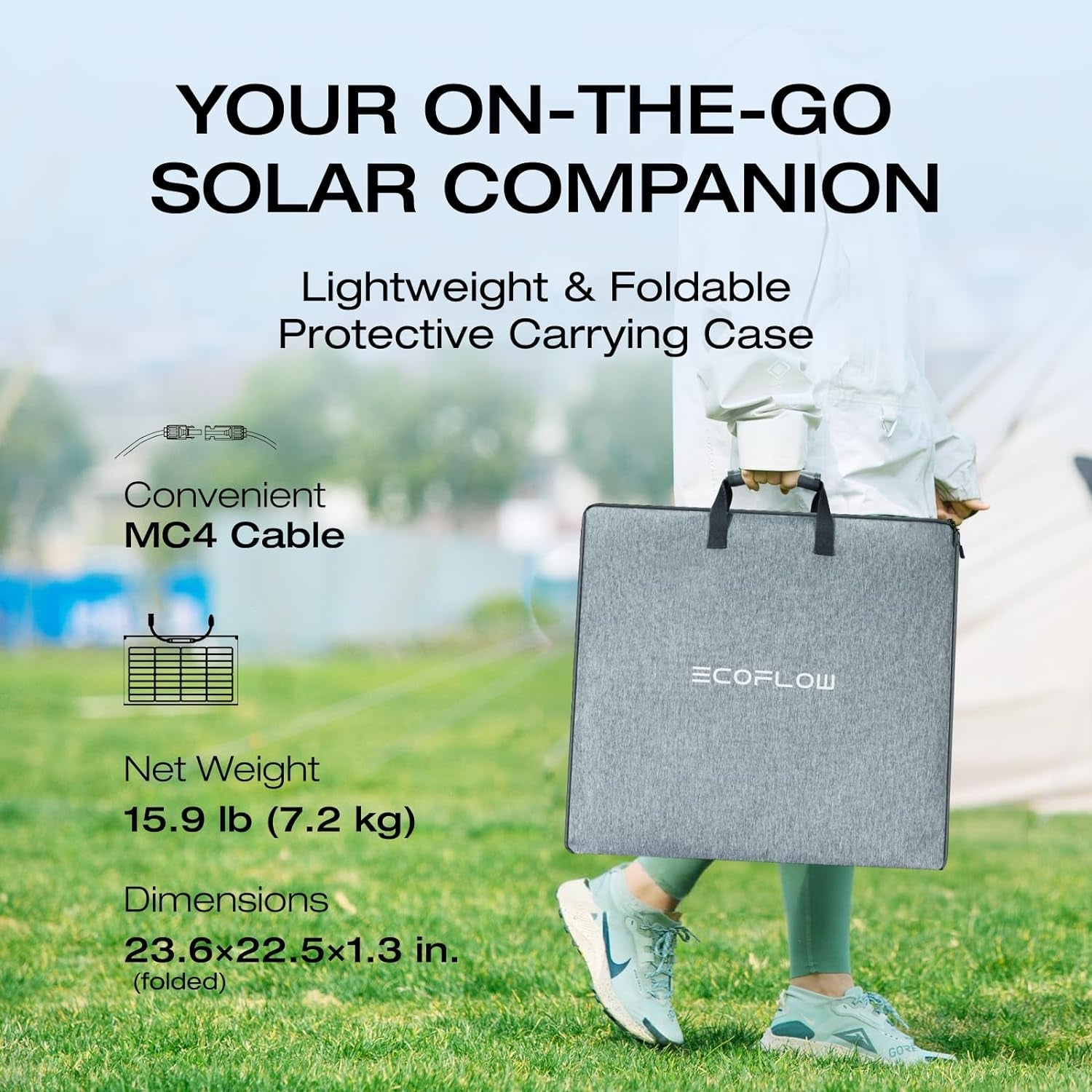 220 Watt Portable Solar Panel, 25% High Conversion Efficiency N-Type Solar Cell, Nextgen Foldable Solar Panel with Adjustable Kickstand, IP68 Waterproof for Camping RV off Grid System