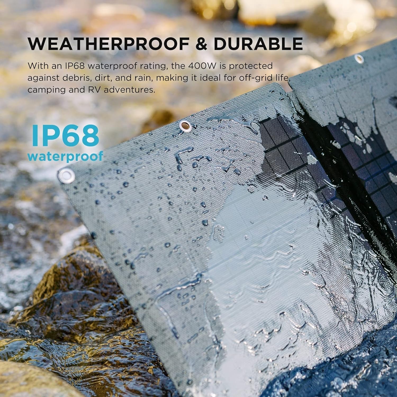 400W Portable Solar Panel, Foldable & Durable, Complete with an Adjustable Kickstand Case, Waterproof IP68 for Outdoor Adventures