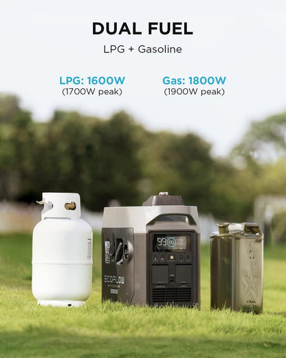 1800W Dual Fuel Smart Generator with Both LPG and Gas Powered Support, Smart Control, for Home Battery Backup, Emergency, Applicable for DELTA Pro/Delta Max/Delta 2/DELTA 2 Max