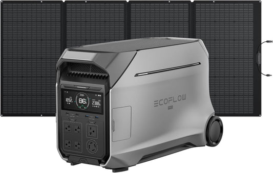 Solar Generator 4000Wh DELTA Pro 3 with 400W Portable Solar Panel, 120/240V 4000W AC Output, Solar Generator for Home Use, Camping Accessories, Emergencies, Power Outages, Rvs