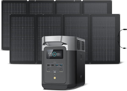 Solar Generator DELTA 2 with 2X220W Portable Solar Panels, 1024Wh LFP Battery, Fast Charging, Portable Power Station for Home Backup Power, Camping & Rvs