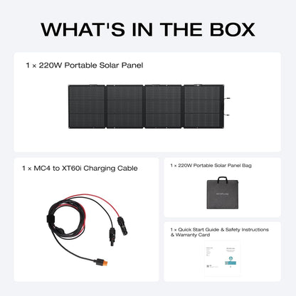 220 Watt Portable Solar Panel, 25% High Conversion Efficiency N-Type Solar Cell, Nextgen Foldable Solar Panel with Adjustable Kickstand, IP68 Waterproof for Camping RV off Grid System