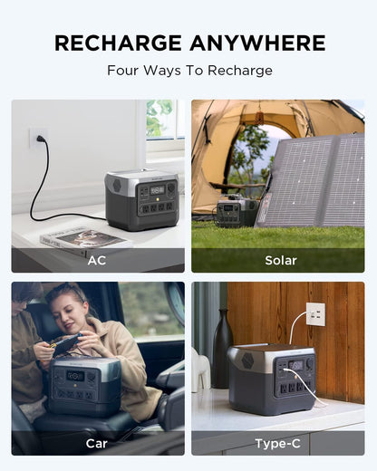 Portable Power Station RIVER 2 Pro, 768Wh Lifepo4 Battery, 70 Min Fast Charging, 4X800W (X-Boost 1600W) AC Outlets, Solar Generator for Outdoor Camping/Rvs/Home Use Black
