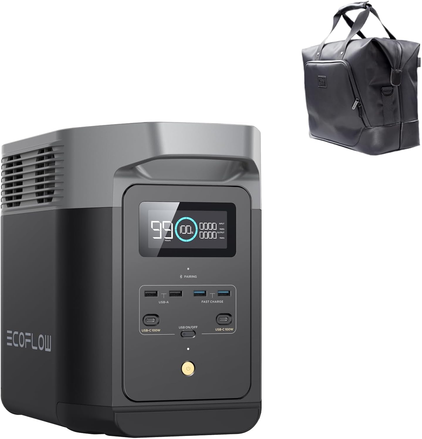 Ecoflow Portable Power Station DELTA 2 with Bag, Solar Generator with 1024Wh Lifepo4 Battery, Solar Powered Generator for Home Backup and Rvs, Camping Power Station(Solar Panel Optional)