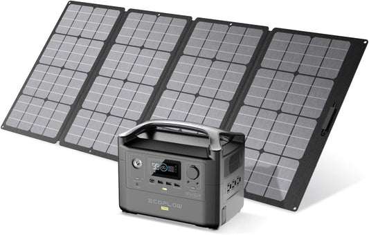 Solar Generator RIVER Pro, 720Wh Portable Power Station with 160W Solar Panel, Power Multiple Devices, Recharge 0-80% within 1 Hour, for Camping, RV, Outdoors, Off-Grid