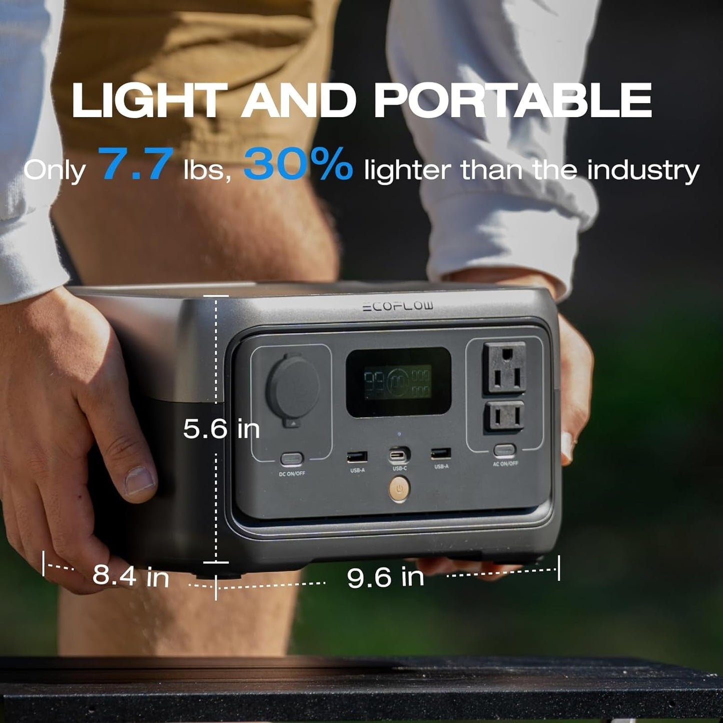 RIVER 2 Portable Power Station, 256Wh Lifepo4 Battery, 1-Hour Fast Charge, up to 600W AC Outlets, Solar Generator for Camping/Outdoor/Home Backup, Includes Solar Charging Cable