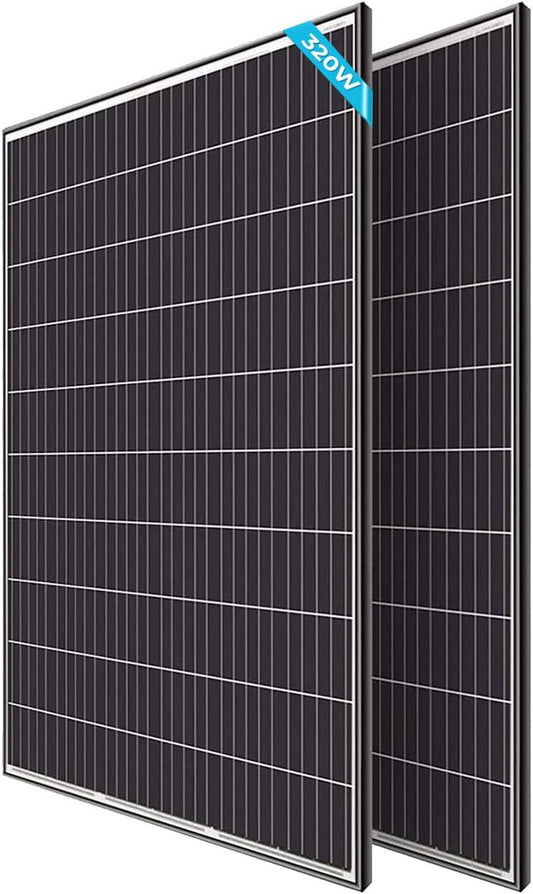 2Pcs 320W Solar Panels 24V Monocrystalline On/Off Grid 640W for RV Boat Shed Farm Home House Rooftop Residential Commercial House, 2 Pieces