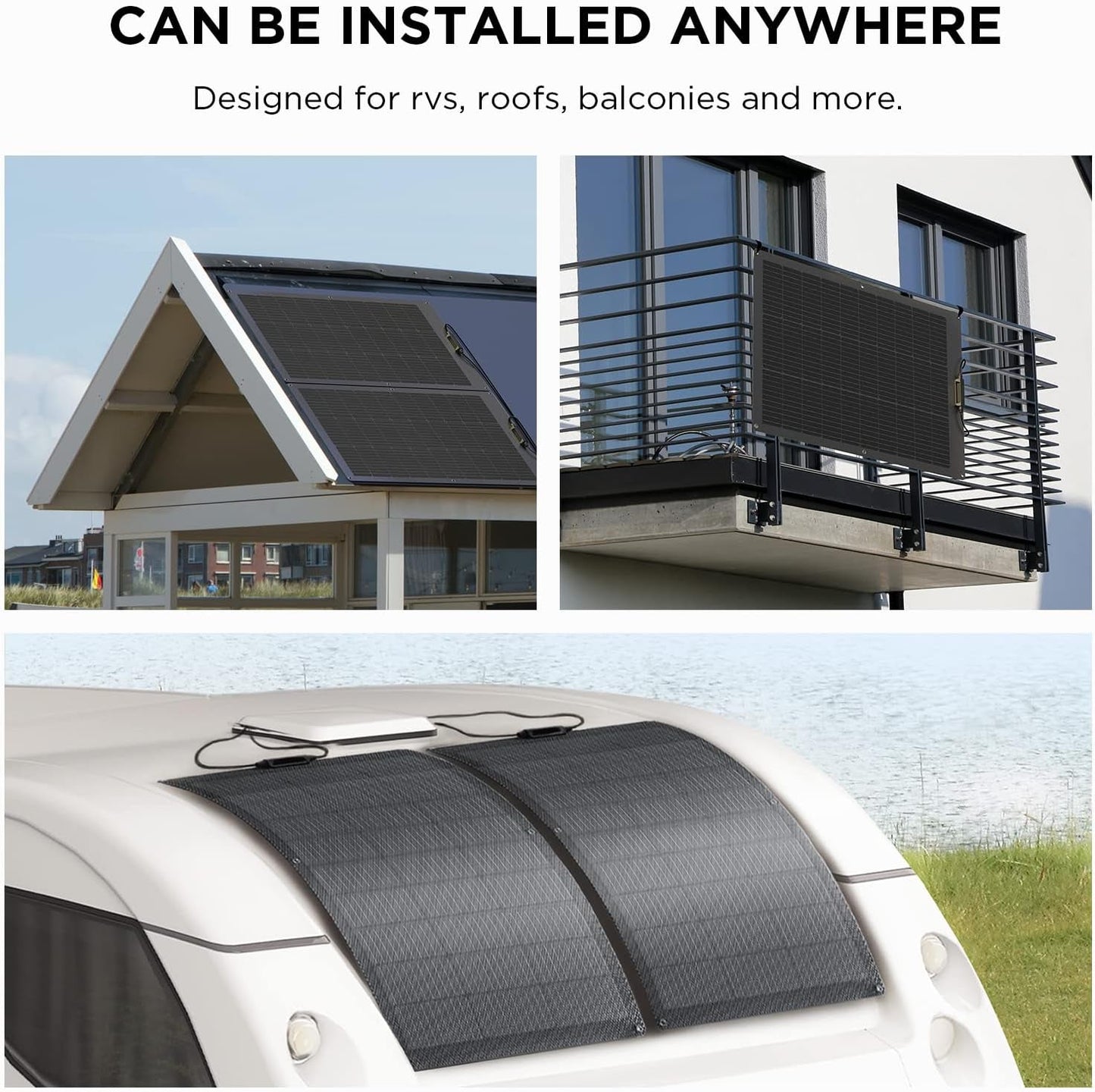 100W Flexible Solar Panel with High Efficiency Solar Modules, IP68 Waterproofing, Ideal for Off-Grid Solar Panel Kits, PV Charging, Power Kits & Ecosystem