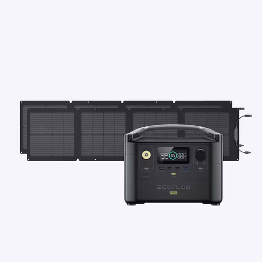 600W Output/1200W Peak Push-Button Start Solar Generator RIVER Pro with 110W Solar Panels 2 for Home, Camping and Rvs