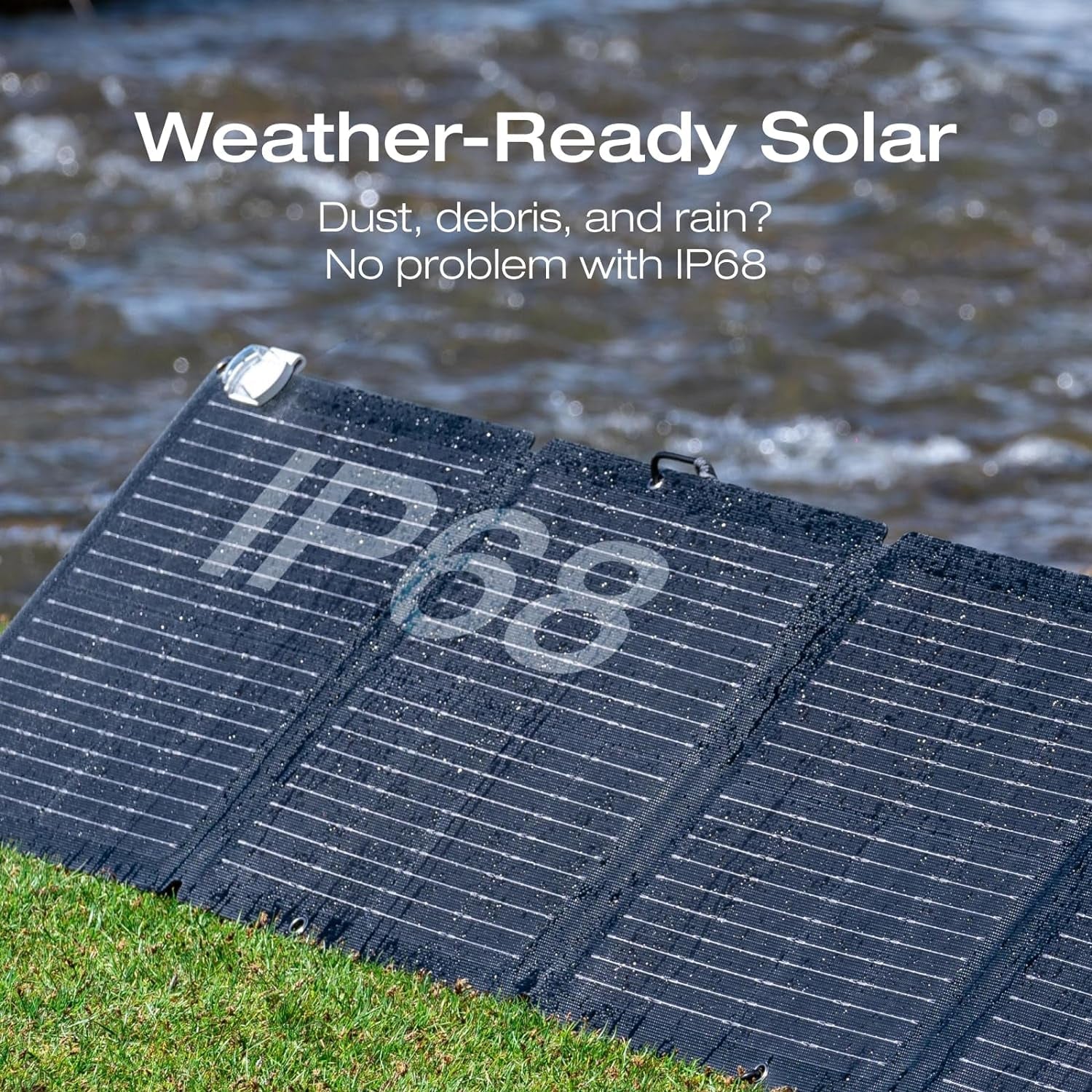 110W Portable Solar Panel, Foldable with Carry Case, High 23% Efficiency, IP68 Water & Dustproof Design for Camping, Rvs, or Backyard Use