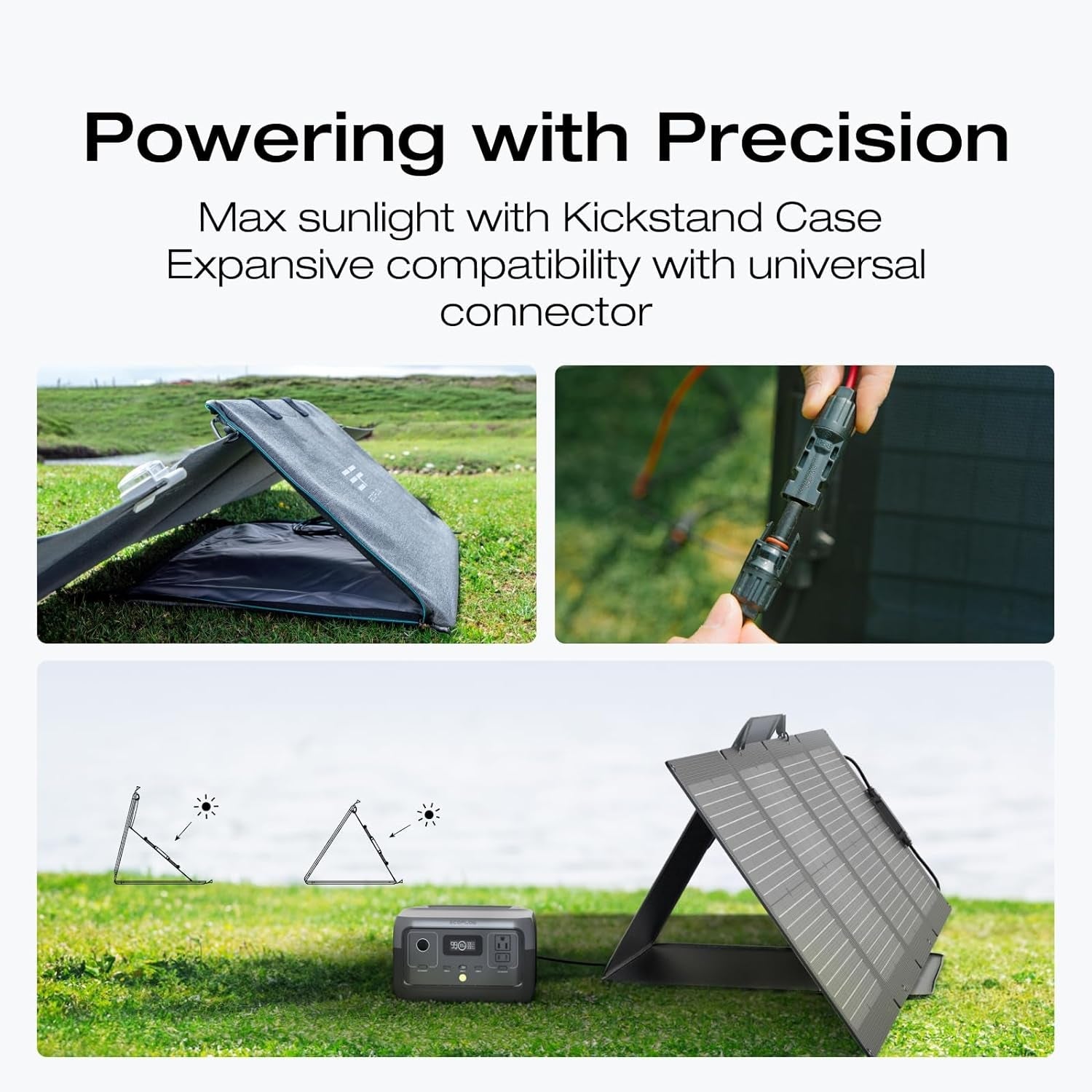 110W Portable Solar Panel, Foldable with Carry Case, High 23% Efficiency, IP68 Water & Dustproof Design for Camping, Rvs, or Backyard Use