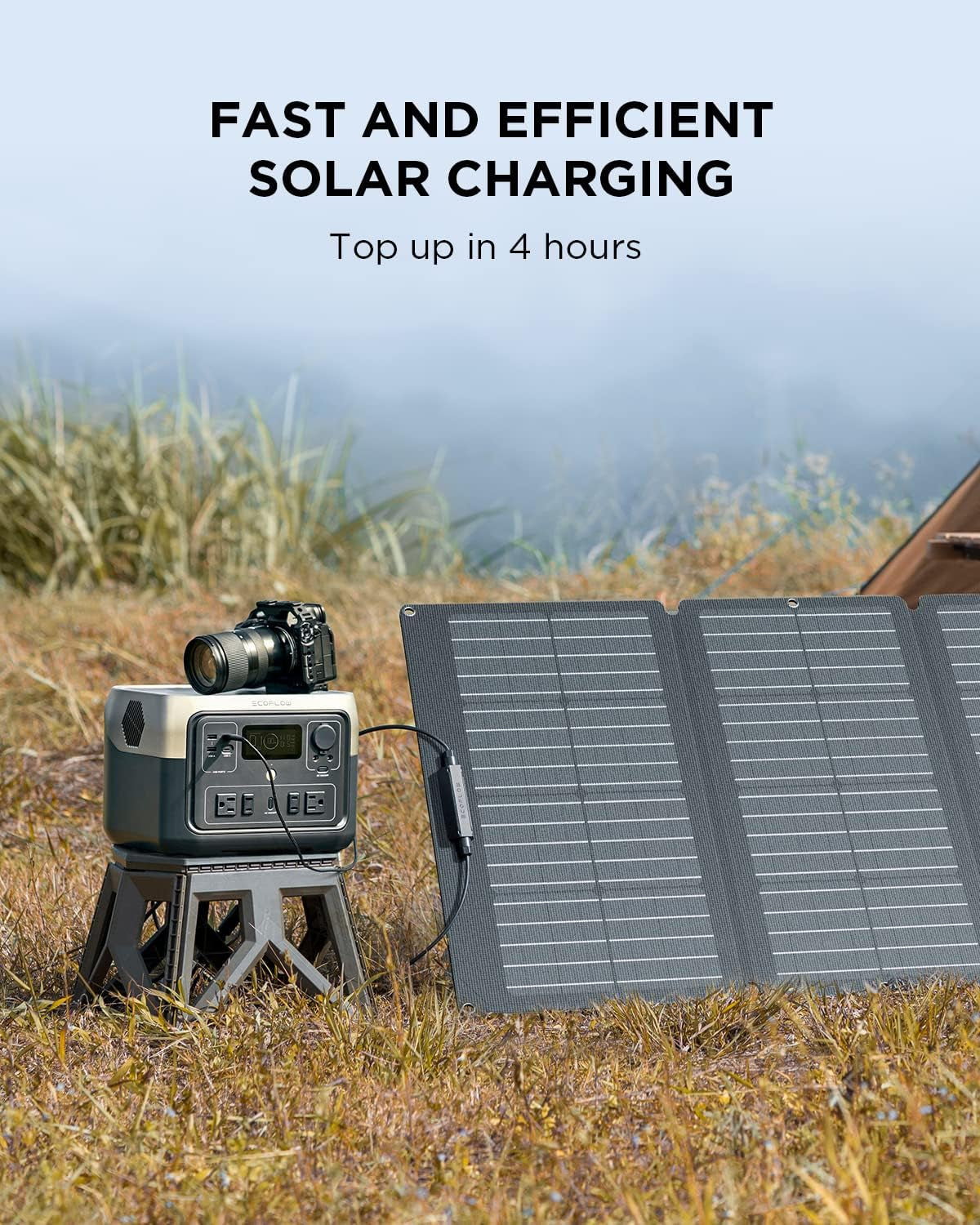 RIVER 2 Max Solar Generator 512Wh Long-Life Lifepo4 Portable Power Station& 160W Solar Panel for Home Backup Power, Camping & Rvs 100% Charged in 60M with 3000+ Cycles & up to 1000W Output