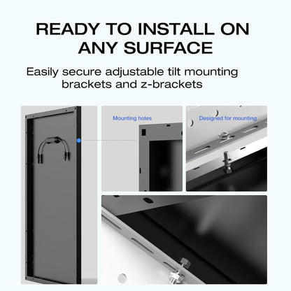 175W Solar Panel, 25% High-Efficiency N-Type Solar Cell, IP68 Waterproof Rate, Plug-&-Play Solar Panels for Camping, RV, Home, Designed for Class B Vans (Mounting Feet Included)
