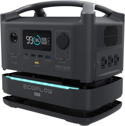 RIVER 2 Max Solar Generator 512Wh Long-Life Lifepo4 Portable Power Station& 180W Solar Panel for Home Backup Power, Camping & Rvs 100% Charged in 60M with 3000+ Cycles & up to 1000W Output