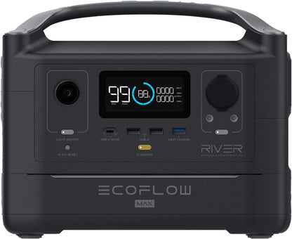 RIVER 2 Max Solar Generator 512Wh Long-Life Lifepo4 Portable Power Station& 180W Solar Panel for Home Backup Power, Camping & Rvs 100% Charged in 60M with 3000+ Cycles & up to 1000W Output