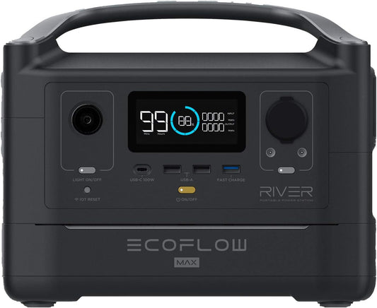 RIVER 2 Max Solar Generator 512Wh Long-Life Lifepo4 Portable Power Station& 180W Solar Panel for Home Backup Power, Camping & Rvs 100% Charged in 60M with 3000+ Cycles & up to 1000W Output