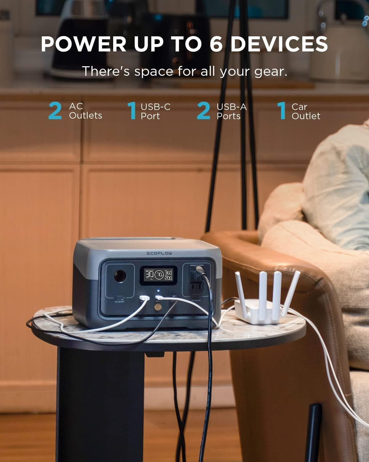Portable Power Station RIVER 2, 256Wh Lifepo4 Battery/ 1 Hour Fast Charging, 2 up to 600W AC Outlets, Solar Generator (Solar Panel Optional) for Outdoor Camping/Rvs/Home Use