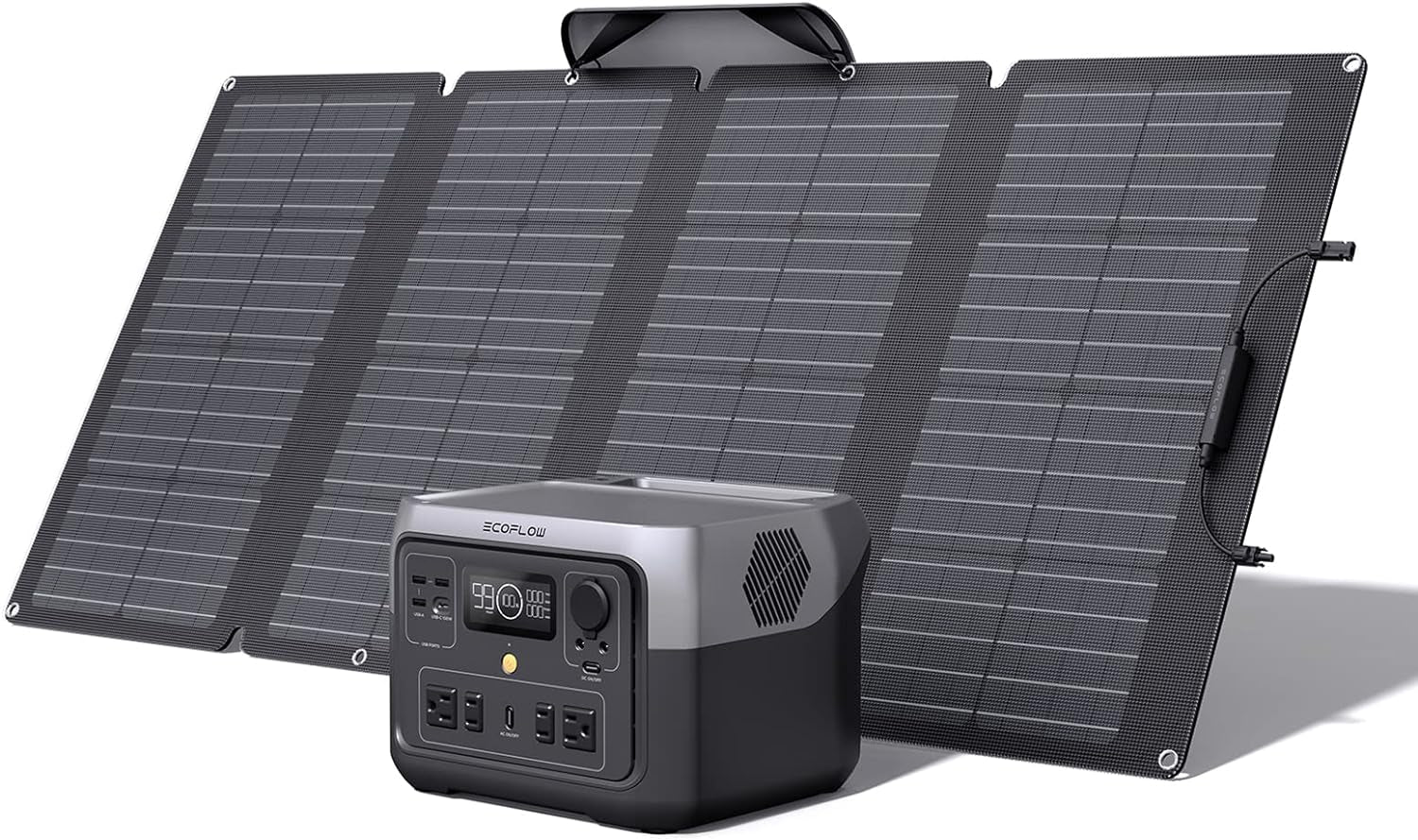 RIVER 2 Max Solar Generator 512Wh Long-Life Lifepo4 Portable Power Station& 160W Solar Panel for Home Backup Power, Camping & Rvs 100% Charged in 60M with 3000+ Cycles & up to 1000W Output