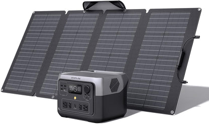 RIVER 2 Max Solar Generator 512Wh Long-Life Lifepo4 Portable Power Station& 160W Solar Panel for Home Backup Power, Camping & Rvs 100% Charged in 60M with 3000+ Cycles & up to 1000W Output