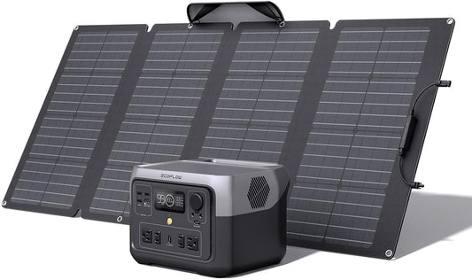 RIVER 2 Max Solar Generator 512Wh Long-Life Lifepo4 Portable Power Station& 160W Solar Panel for Home Backup Power, Camping & Rvs 100% Charged in 60M with 3000+ Cycles & up to 1000W Output