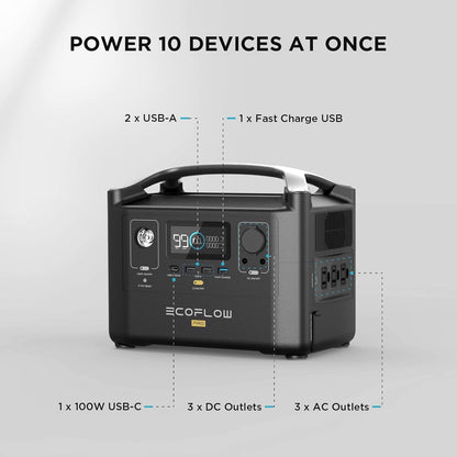 RIVER Pro Portable Power Station 720Wh, Power Multiple Devices, Recharge 0-80% within 1 Hour, for Camping, RV, Outdoors, Off-Grid